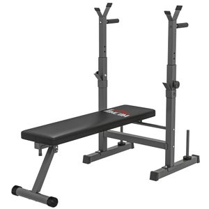 Panca Multifunzione Regolabile con Supporto per Bilanciere, in Acciaio e Plastica, 175x139x127 cm, Rosso e Nero