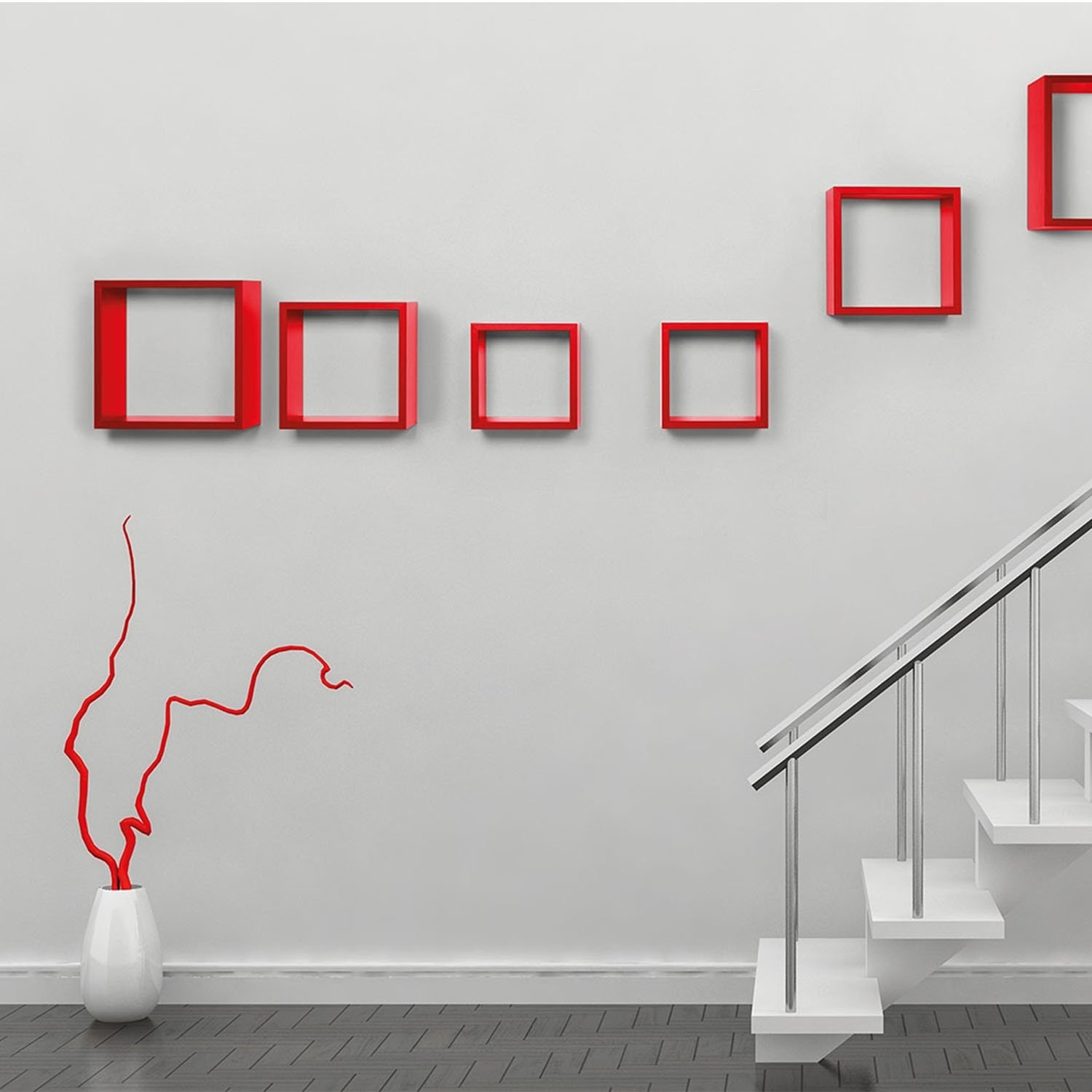 Ensemble de 3 étagères murales décoratives cubiques, noires, 35x35, 30x30 et 25x25 cm de profondeur 15,5 cm - Nightmare - 4