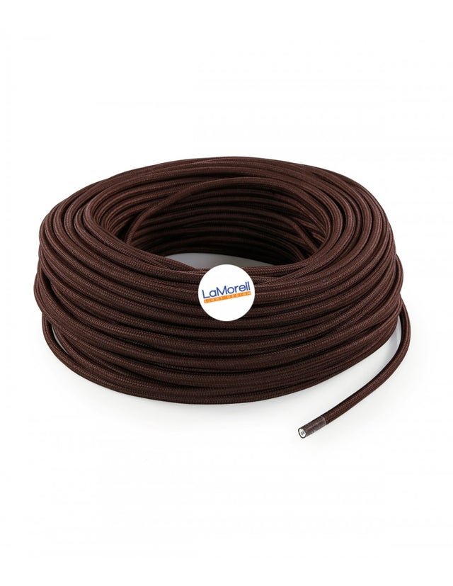 LA MORELL LIGHTDESIGN - CÂBLE ÉLECTRIQUE ROND RECOUVERT EN TISSU BRUN LM09 3MT 2x0.75