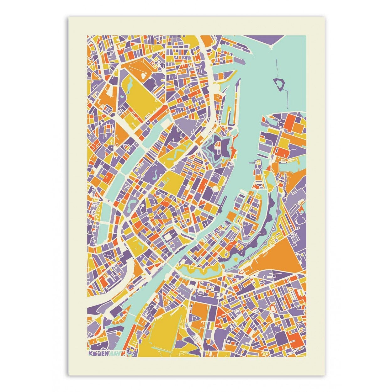 Art-poster - copenhagen rainbow map - muzungu - 30 x 40 cm