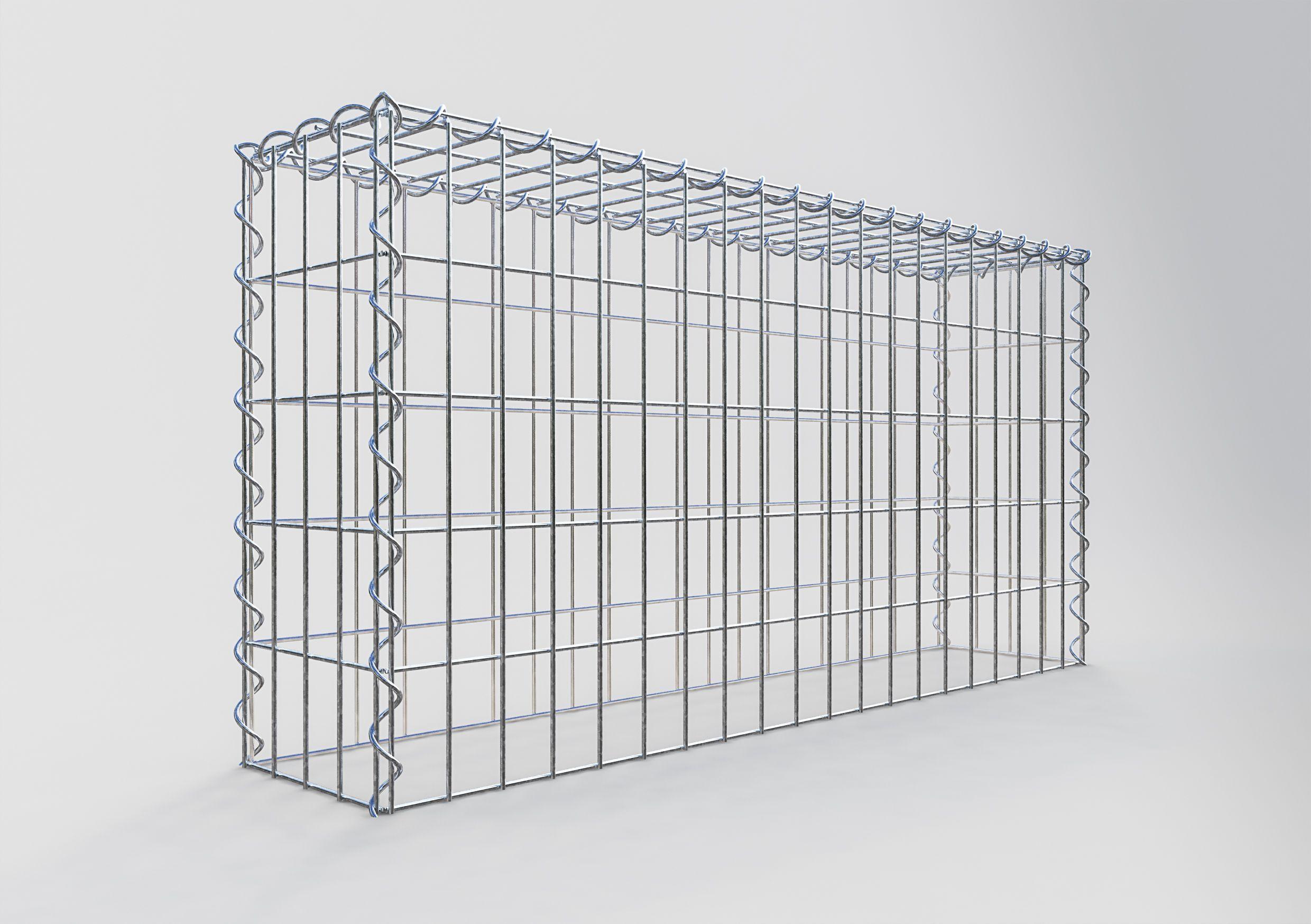 Gabiona - Gavión para apilar en acero galvanizado 100x50x20cm (LxAxP), malla 5 x 10cm, Espiral, sin rejilla inferior - 2