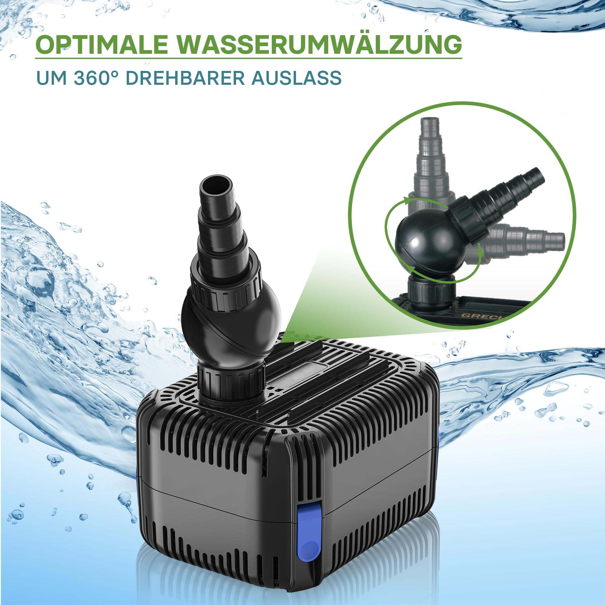Pompe De Bassin SunSun CHJ-6000 ECO 6000l/h 100W - Économique Et Performante Pour étang