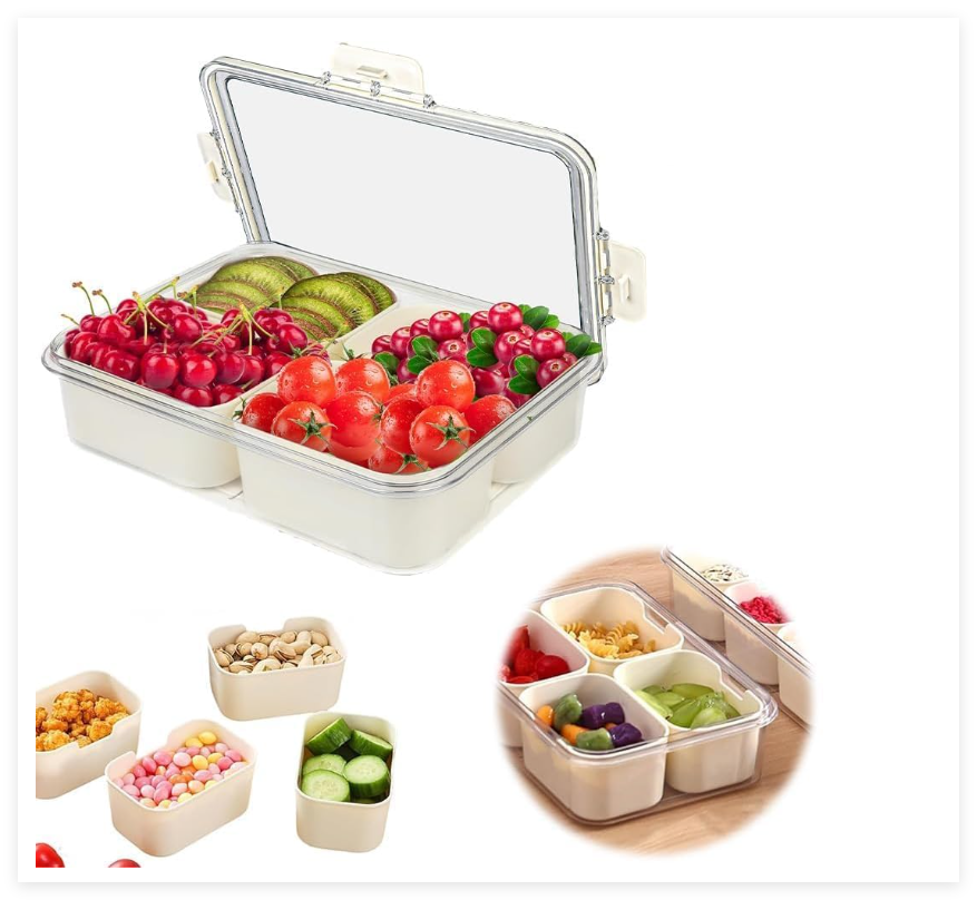 Prep & Savour Plateau De Service Froid 6 Compartiments Avec Couvercle Pour Fruits C113215592