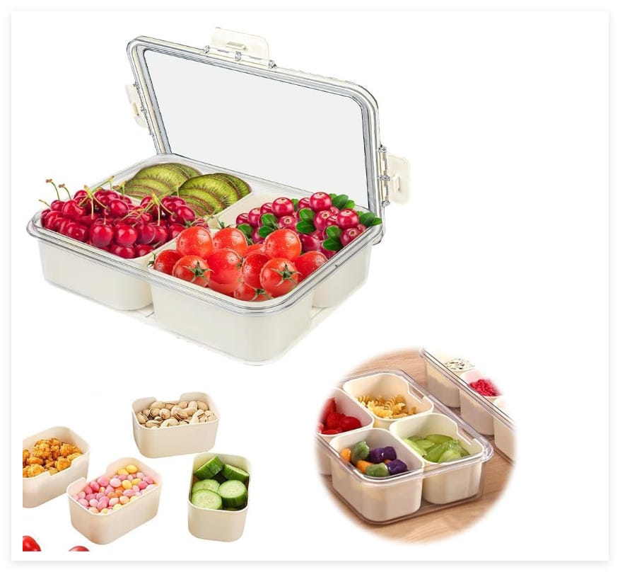 Prep & Savour Plateau De Service Froid 6 Compartiments Avec Couvercle Pour Fruits C113215592 Prep & Savour Plateau De Service Froid 6 Compartiments Avec Couvercle Pour Fruits C113215592