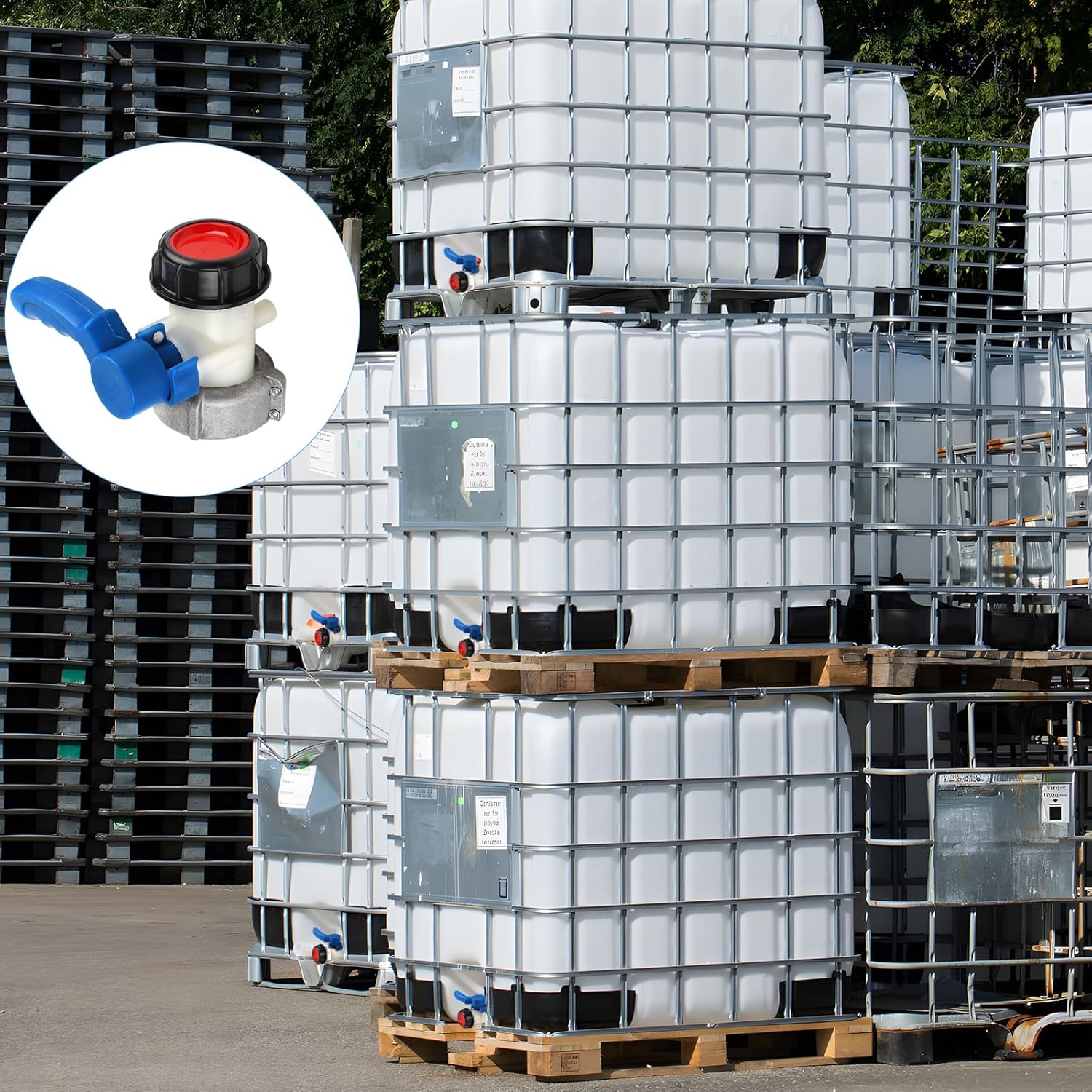 Robinet de réservoir IBC 1000 L - Adaptateur de réservoir 1000 L DN50 (75 mm) - Raccord de réservoir IBC - Robinet de vidange Connecteur -Papillon IBC - 6