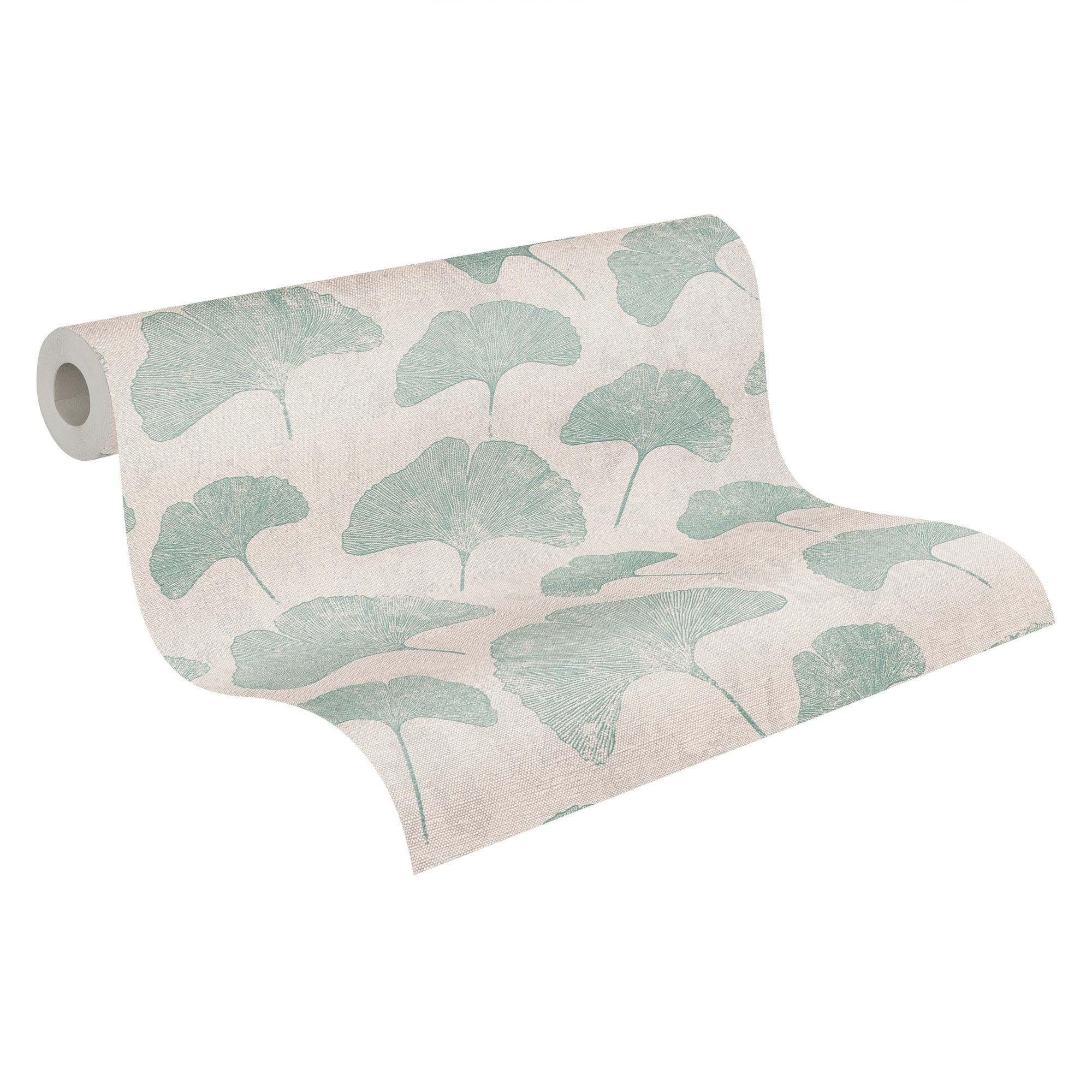 Livingwalls, papel pintado no tejido, papel pintado floral, papel pintado de hojas, rollo 10,05 m x 0,53 m, as389663, gris, blanco