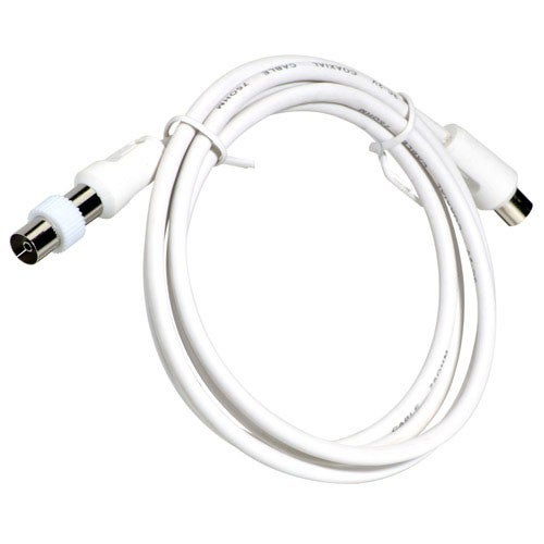 Zenitech TV-Verlängerungskabel 2m, 9,5mm – Mit F/F Adapter, Weiß, Für SAT-Anschluss!
