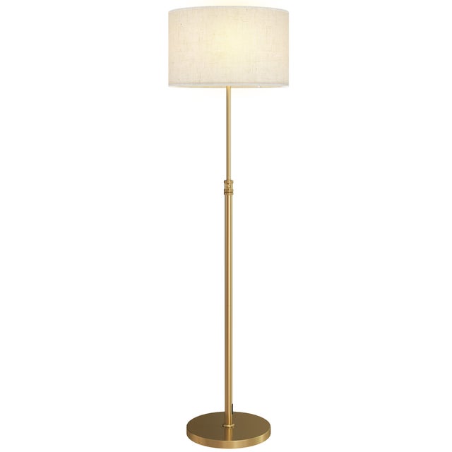 HOMCOM Lampada da Terra con Telecomando e Luminosità Regolabile 3000K-6000K, Paralume in Tessuto, Oro