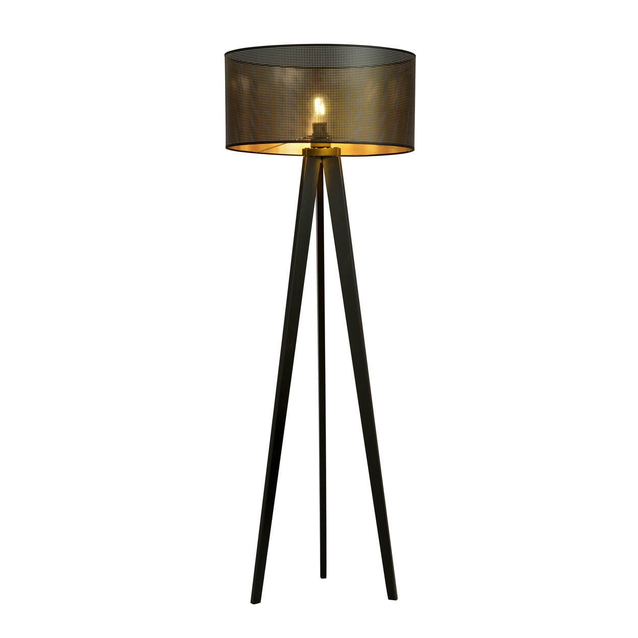 Lampa podłogowa stojąca Aston czarno-złota 1xE27x15W wym: 150 x 45 x 45 cm metal Emibig