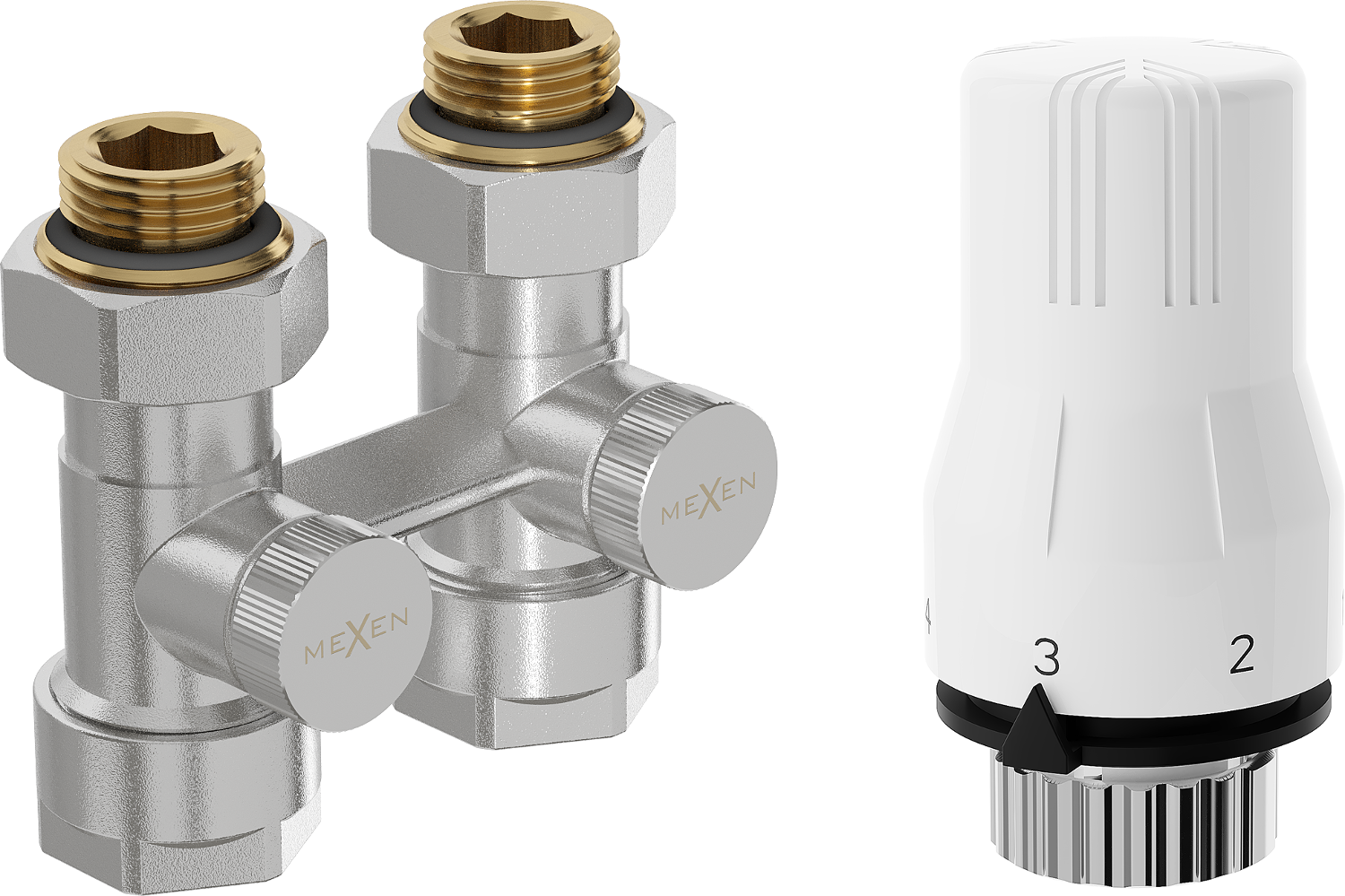 Mexen G02 zestaw termostatyczny dwururowy DN50, prosty 1/2"x16 mm, nikiel - W912-016-928-01