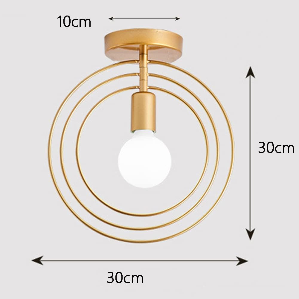 Plafonnier Rétro Industrielle en Métal,DIY Lustre Fer Doré Boules 360°Régble Lampe Suspension Luminaire - Cercle - 4