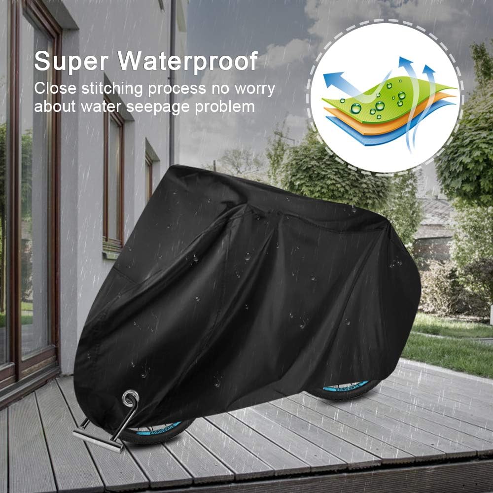 Housse de vélo étanche 210T Garage à vélo Housse de protection,200x70x110cm,Noir - 4