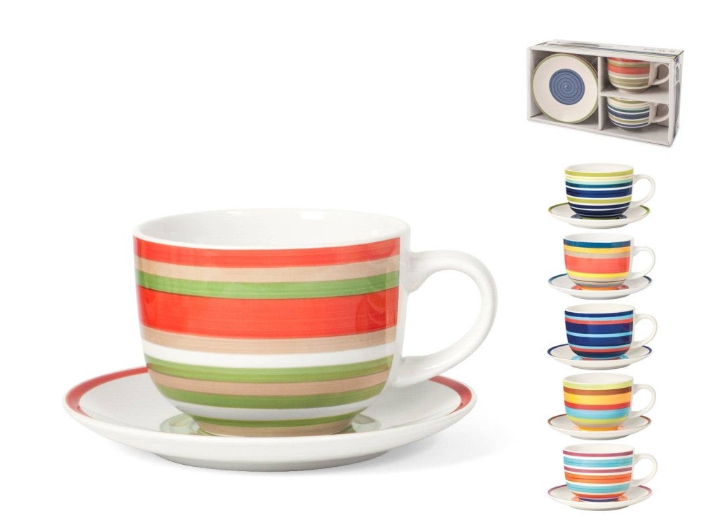 Inicio 100 Líneas Juego de Tazas Jumbo, Con Platillo, Gres, C