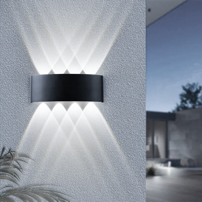 Lampa ścienna LED do wnętrz i na zewnątrz, aluminiowa lampa ogrodowa 8 W, lampa ścienna 8 LED, wodoodporna IP65, światło białe 6000 K