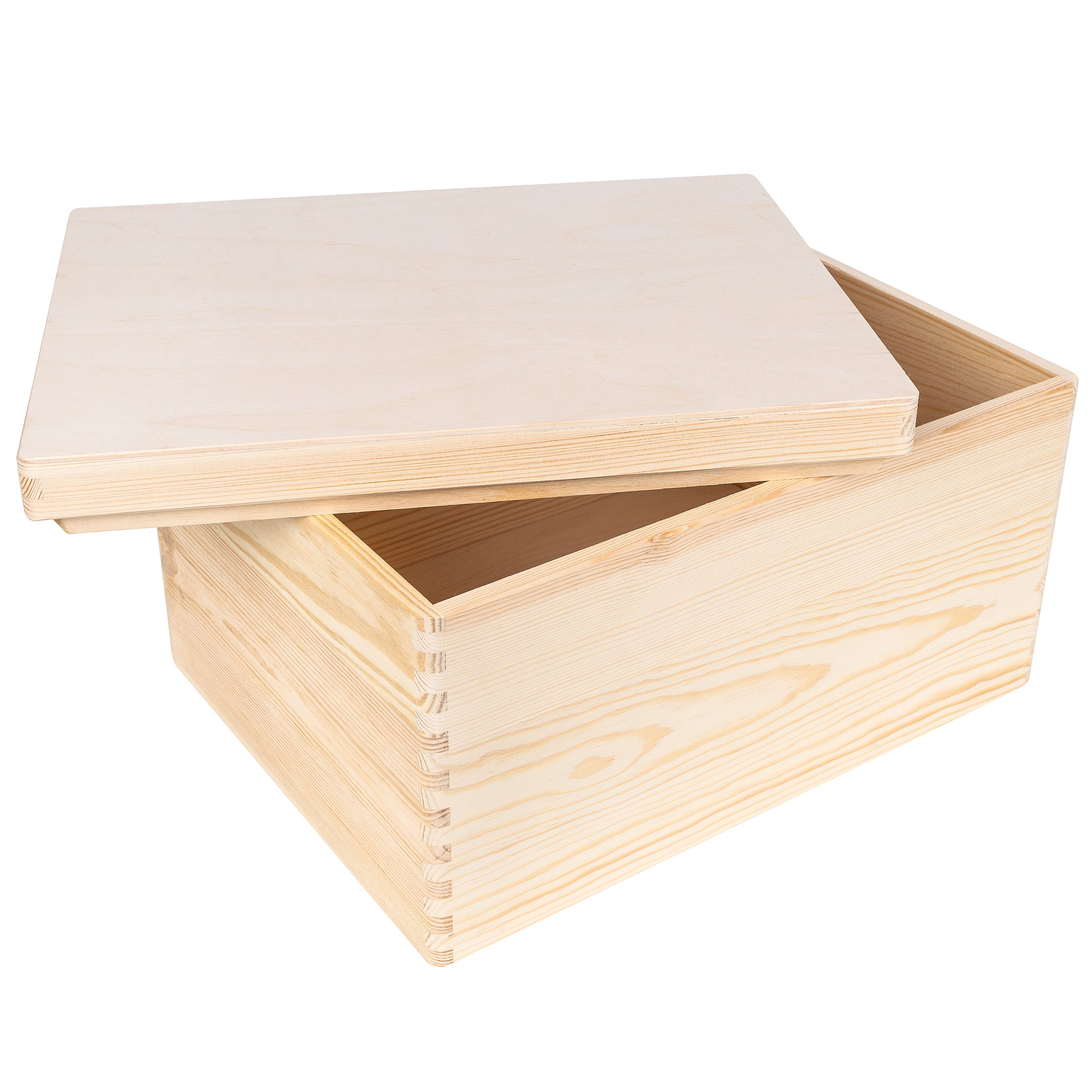 Boîte De Rangement En Bois Brut Vert – 40x30x24 Cm Avec Couvercle & Poignées – Idéale Pour Souvenirs, Déco & Bricolage