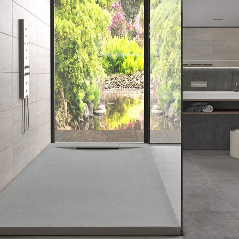 Base de duche de resina antiderrapante com válvula oculta | Cor Cinza Pérola | 120x70cm - 5