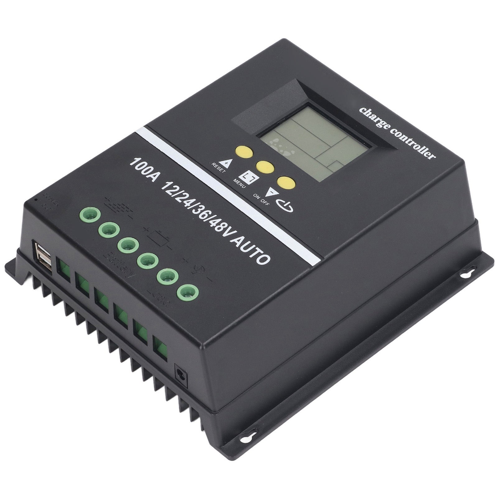 Controlador de carga solar MPPT, porta USB dupla, ecrã LCD retroiluminado, regulador adaptativo para painéis solares de 12V, 24V, 36V e 48V - 7
