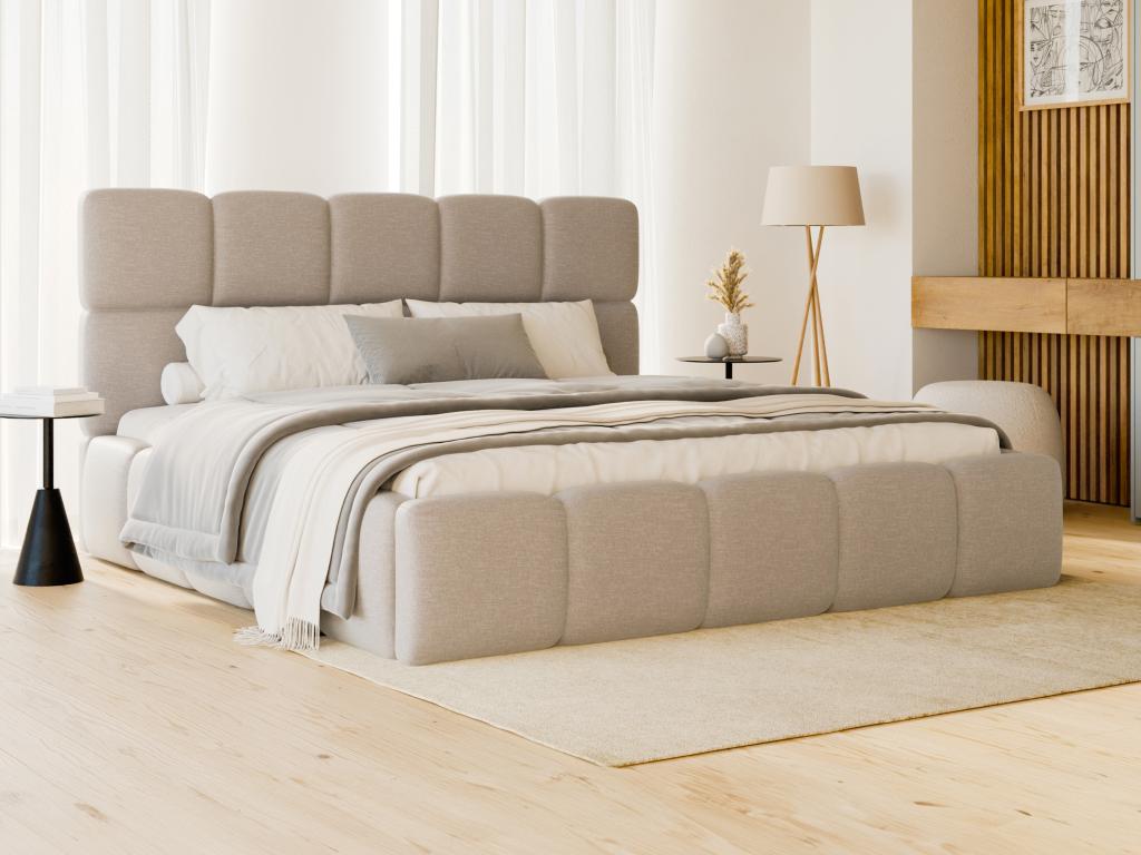 Canapé abatible de 140 x 190 cm - Tela jaspeada - Beige - DAMADO de ...