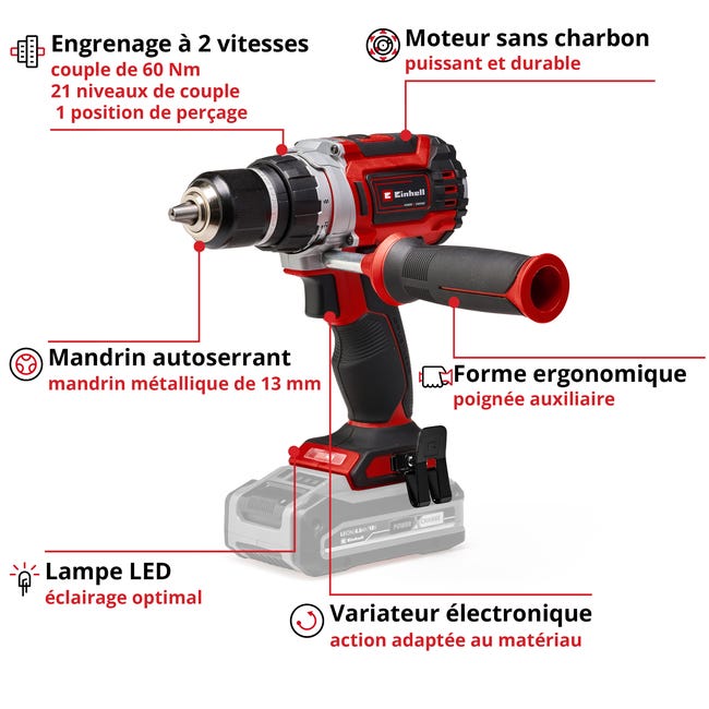 Einhell Profesional Taladro percutor con batería TP-CD 18/60 Li-i BL-Solo Power X-Change (18V, motor sin escobillas, 60 Nm, nº de impactos 32.000 rpm,) Einhell M-CASE de 33P Einhell Profesional Taladro percutor con batería TP-CD 18/60 Li-i BL-Solo Power X-Change (18V, motor sin escobillas, 60 Nm, nº de impactos 32.000 rpm,) Einhell M-CASE de 33P