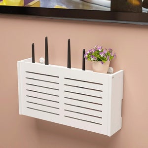Scatola Portaoggetti Da Parete Per Router Wireless, TV Box E Accessori – 48x24x11,5 Cm, Bianca, Dissipazione Termica Eccellente
