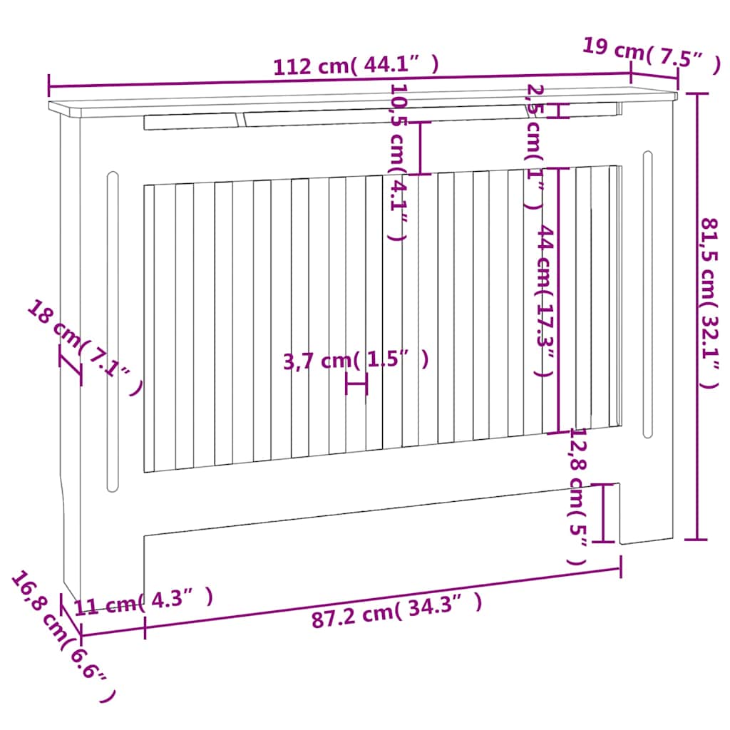 Cache radiateur 112x19x81,5 cm MDF - 9