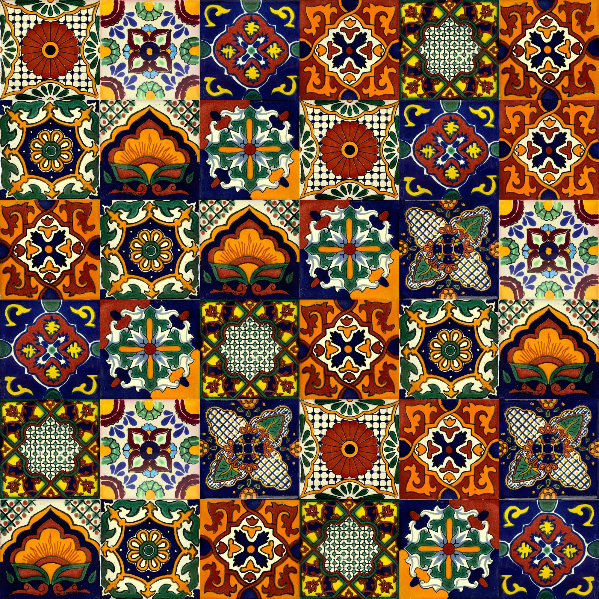 Mattonelle Messicane Talavera Fatte A Mano - 5x5cm, Smaltate, Decorazione Serigrafata, Per Pareti E Paraspruzzi - Foto 6