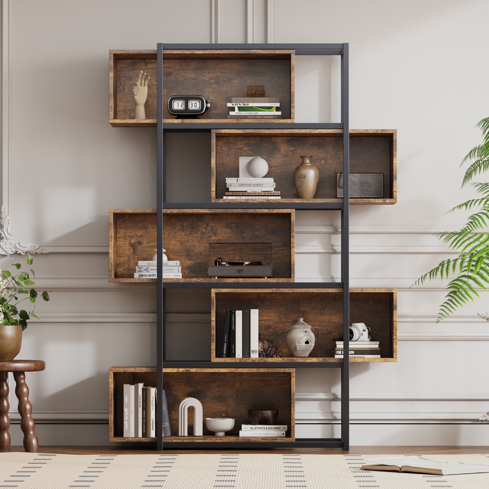 YITAHOE libreria, libreria a 7 ripiani con cassetti libreria da