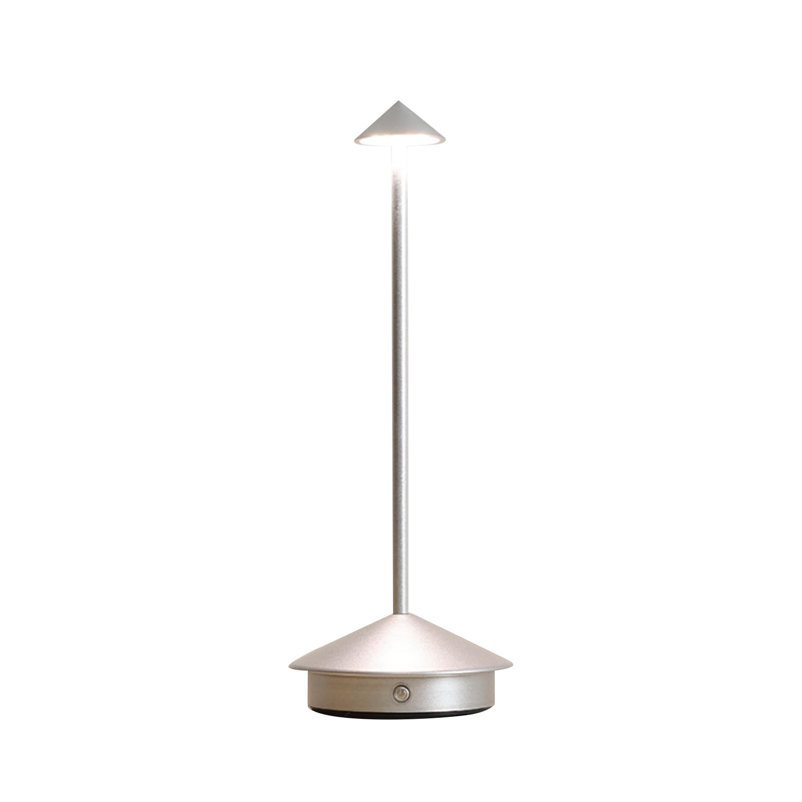 Aluminiowa lampa stołowa LED, trójkolorowy ściemniacz, włącznik dotykowy, ładowalna, idealna do sypialni i kawiarni, srebrna.