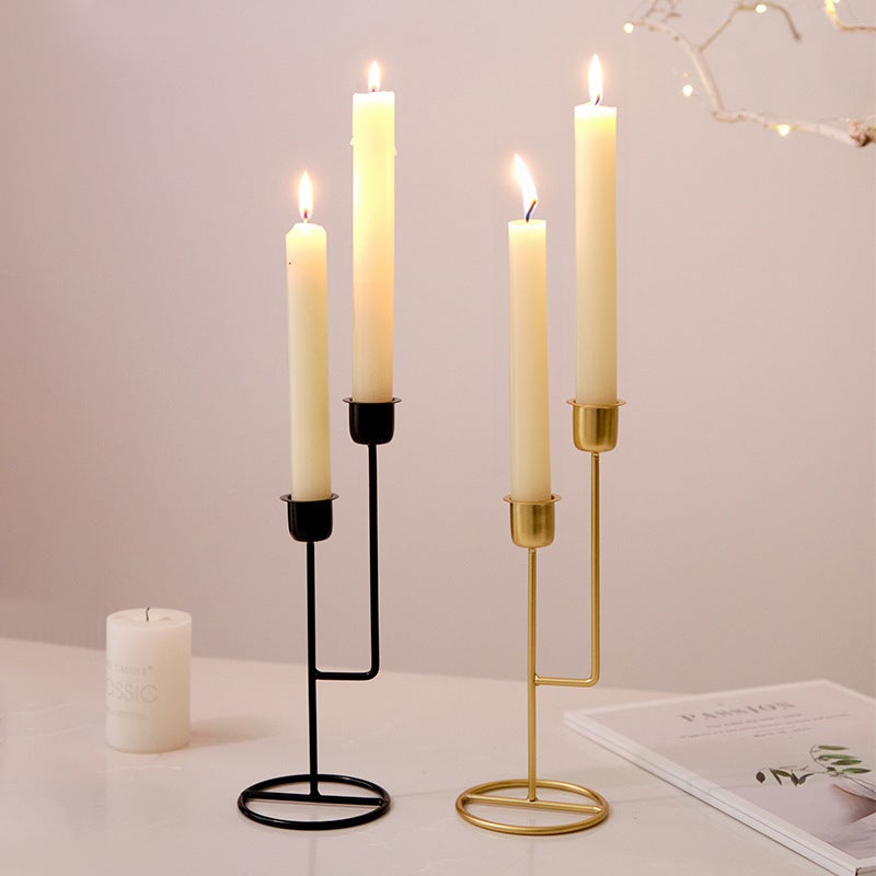 Lot De 2 Bougeoirs Noirs En Métal – Supports Pour Bougies Coniques – Uxcell