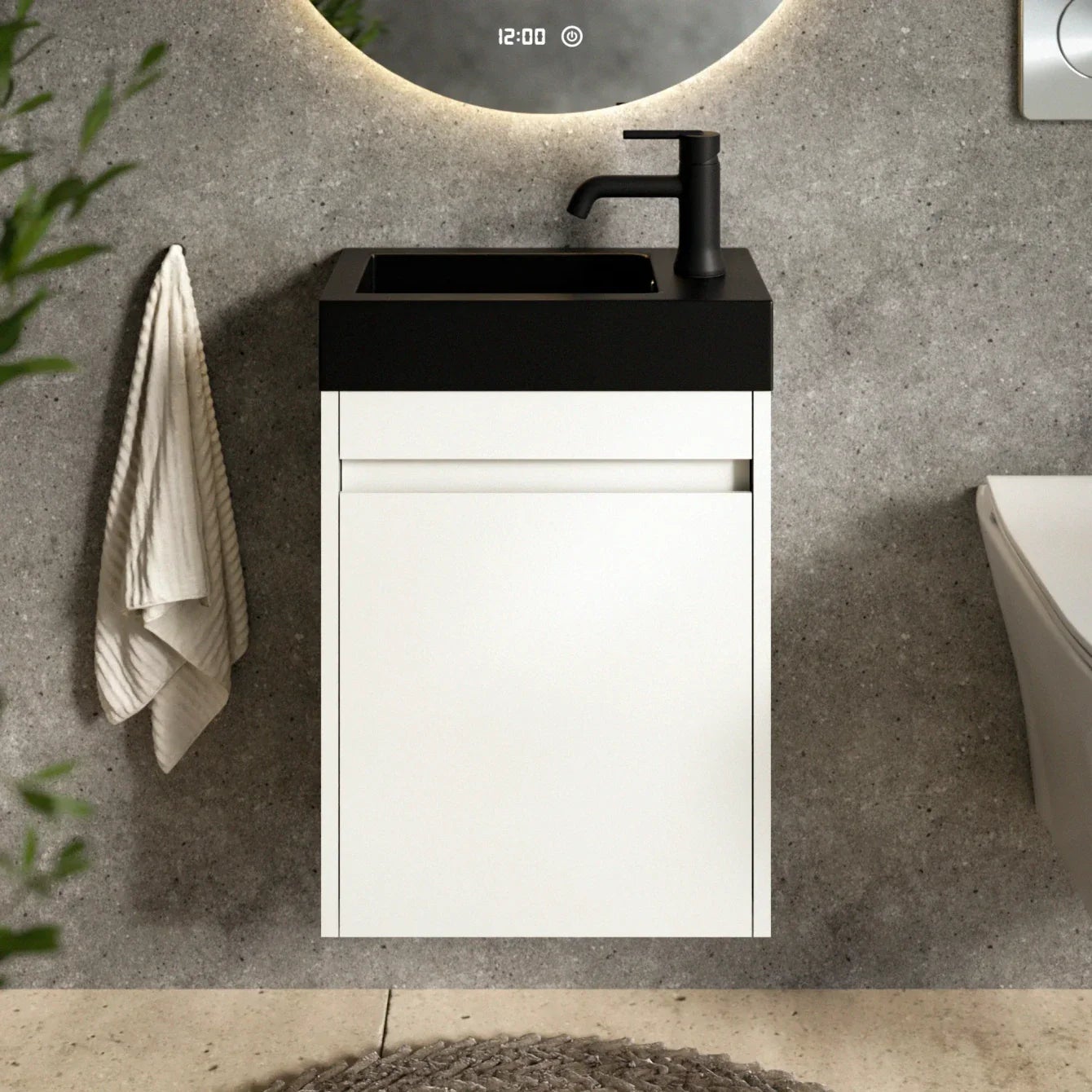 Mirlux Meuble vasque Elen – 40 x 22 x 50 cm – Blanc – Vasque noire incluse - 2