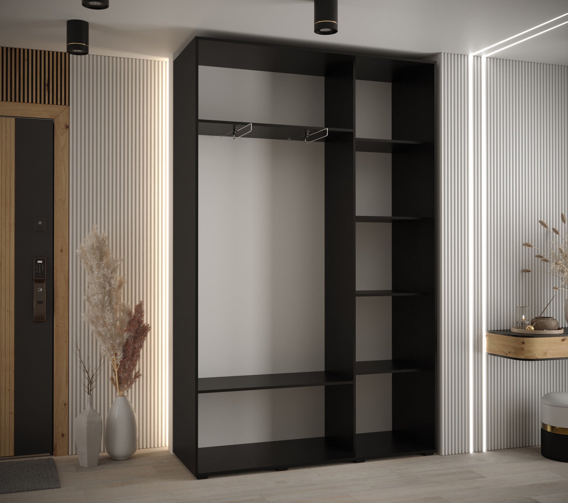 Szafa przesuwna wysoka Davos 10 150 x 45 x 235,2 cm czarny + czarny + u. czarny - Abiks Meble - 3