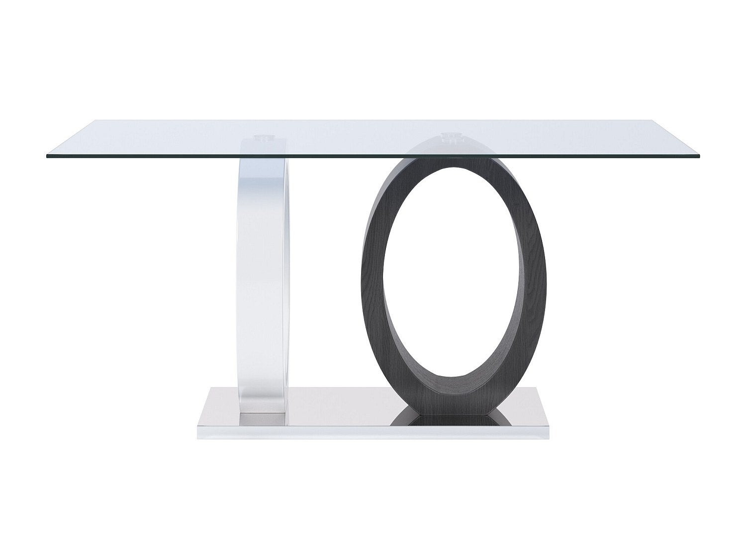 Mesa de comedor AYANE - Cristal templado y MDF - Gris y Blanco - 2
