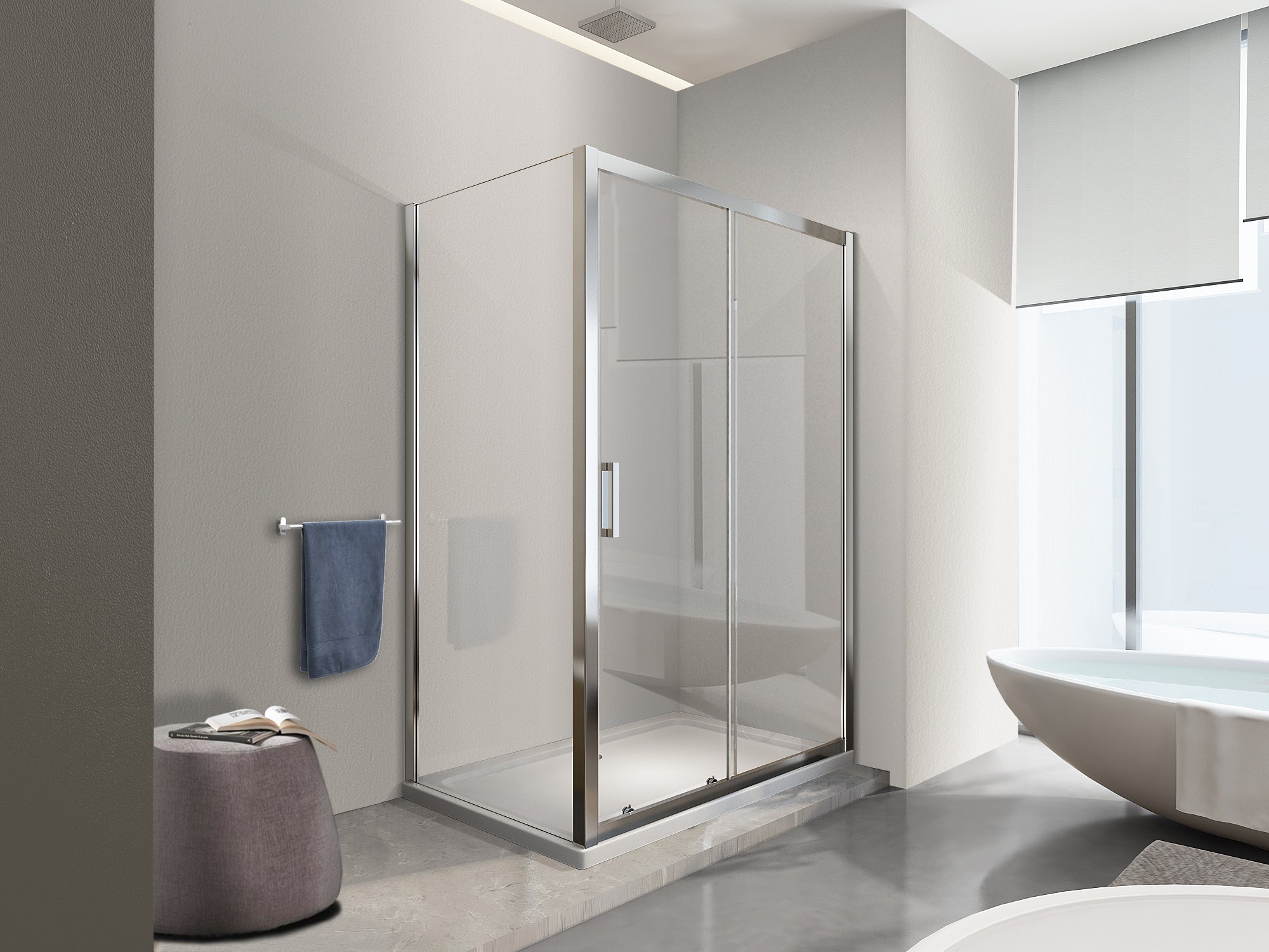 NALA Douche de 6 mm avec un paroi fixe laterale et une porte