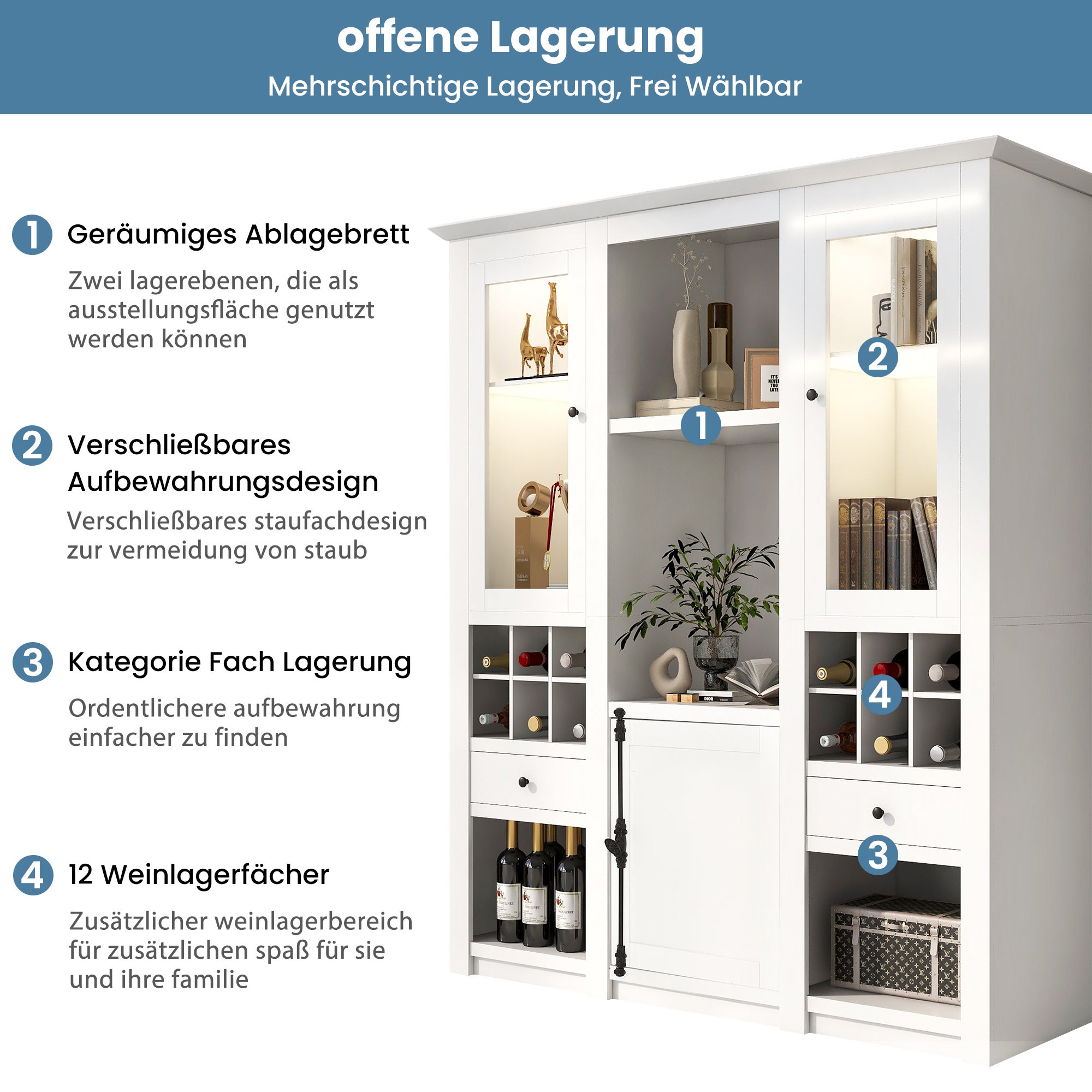 Vitrine avec 7 couleurs éclairage LED vitrine présentoir - 6