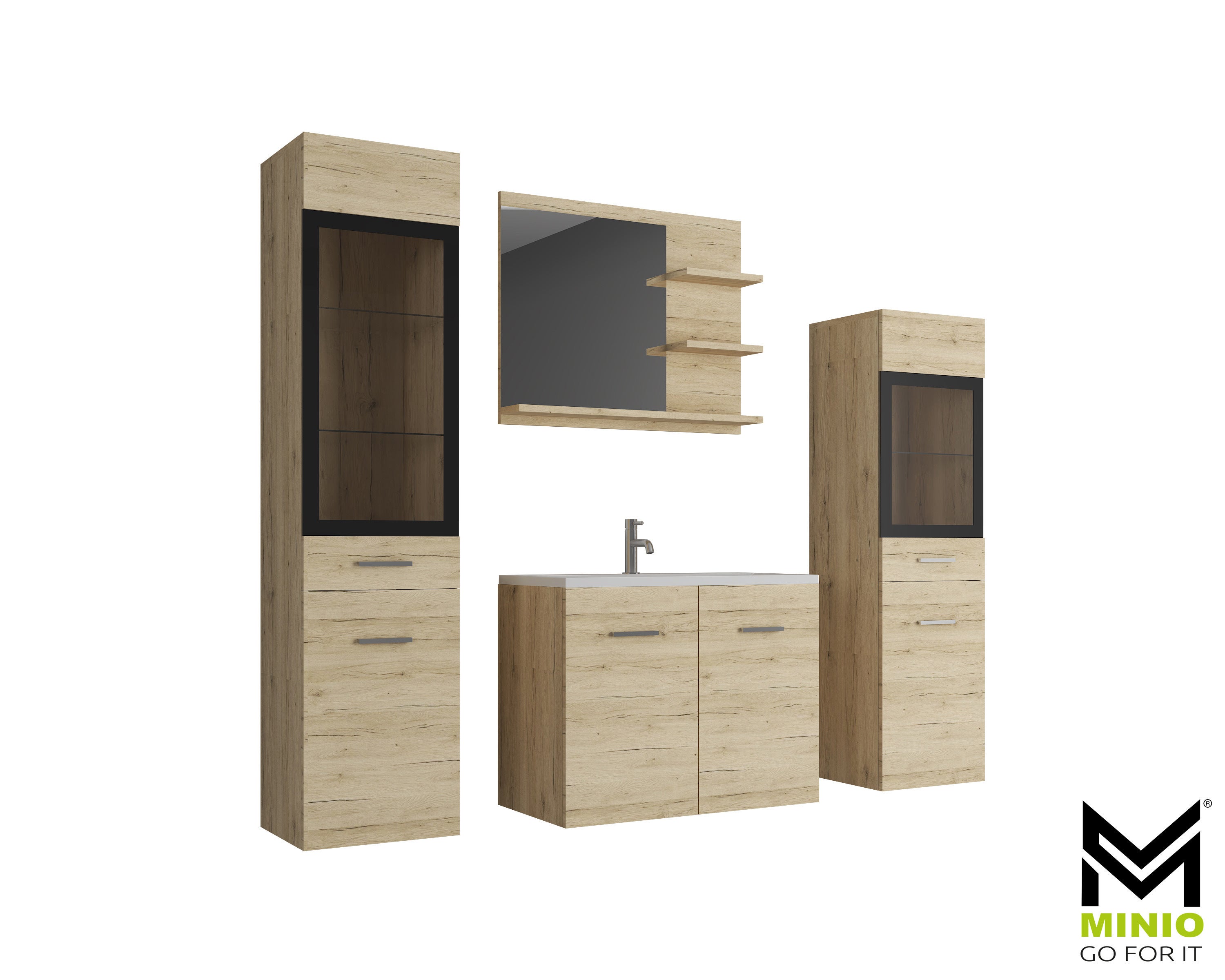 Meble łazienkowe w kolorze dąb san remo - MARIT I