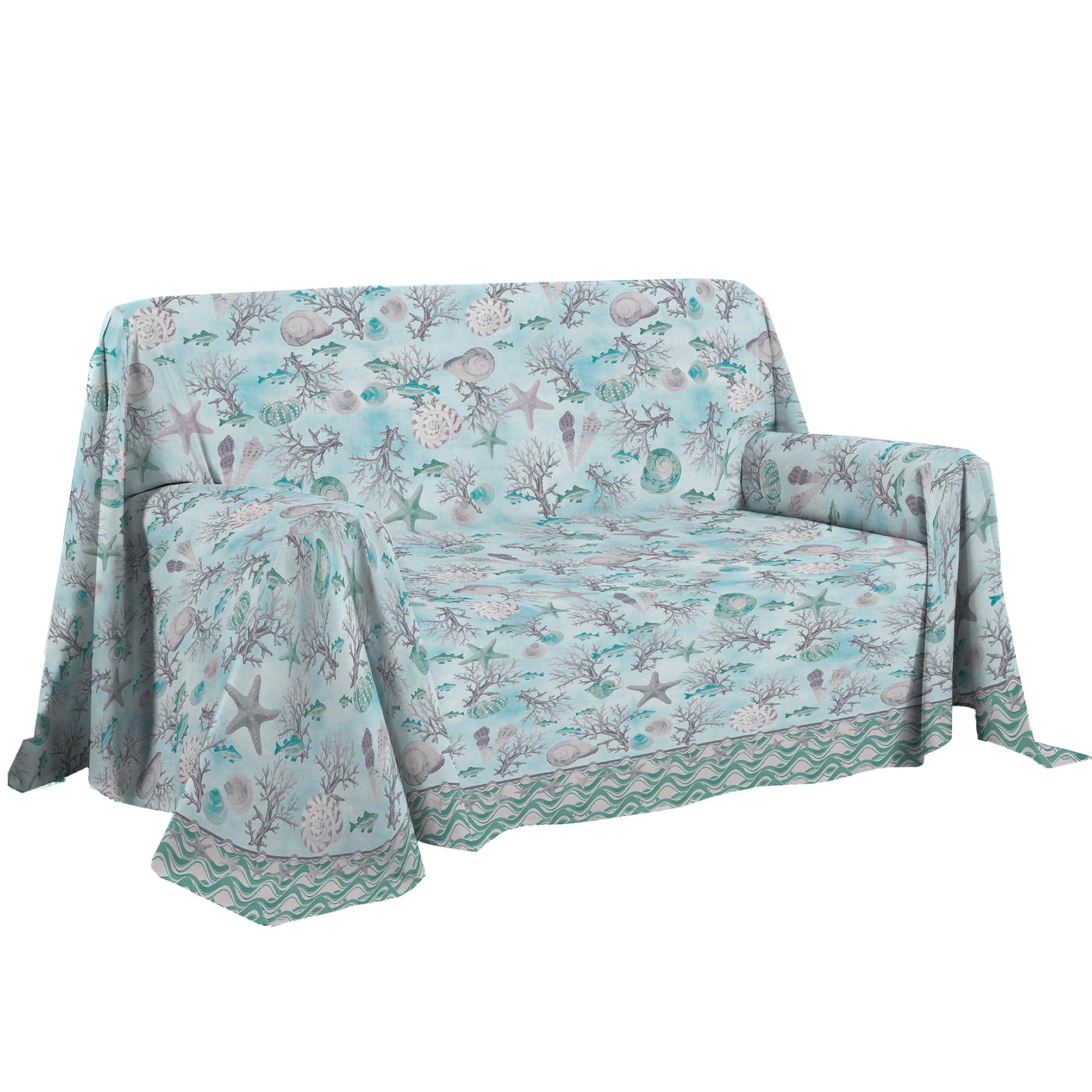 Telo Copridivano PENSIERI DELICATI 360x290 Cm - Cotone Riciclato Made In Italy, Beige - Perfetto Per Salva Divano, Picnic E Arredo Casa - Foto 5