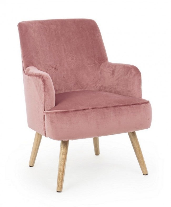 Fauteuil de salon vintage en velours Vieux Rose ADELINE 60x67x h79 cm - 5