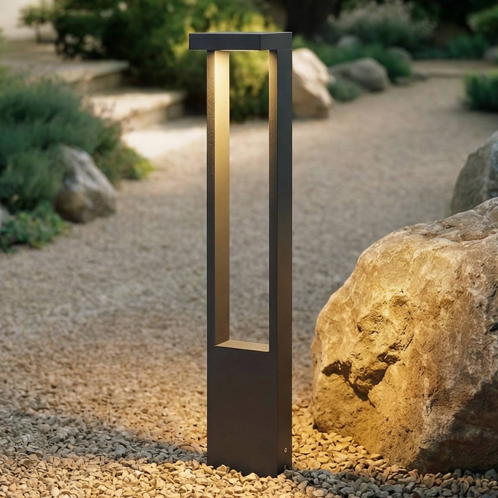 Lindby Noemi Lampione Da Giardino A LED Dimmerabile, 80 Cm, Acciaio Inox Grigio, Diffusore Trasparente, IP44, Attacco E27, Ideale Per Vialetto E Terrazzo