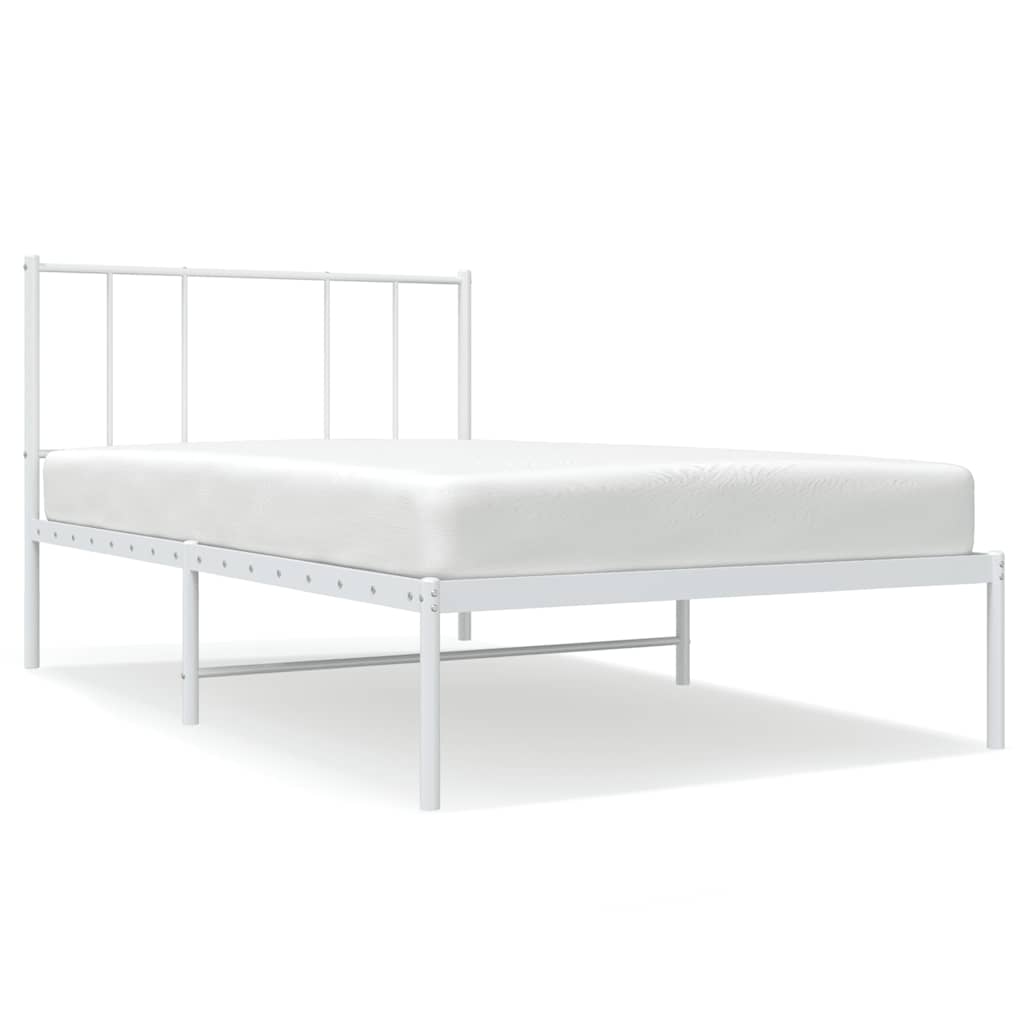 Łóżko Białe Metalowe Rama Łóżka Ze Stelażem Do Sypialni Pokoju 90x190 cm