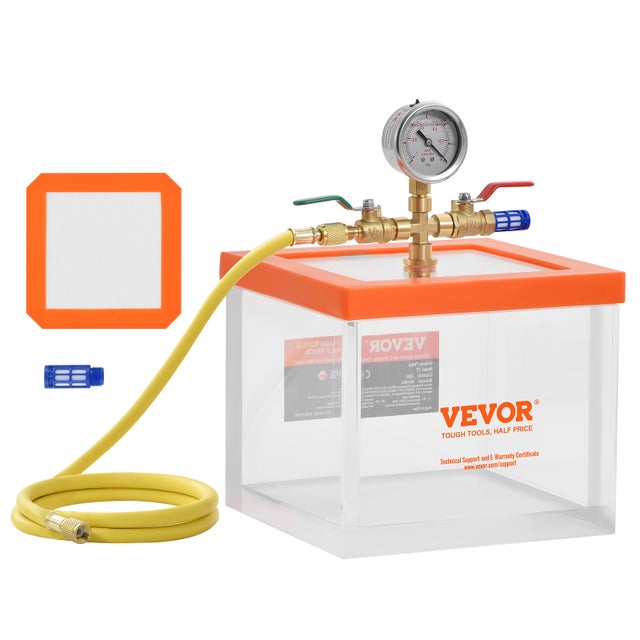 Chambre à vide de 2 gallons,VEVOR chambre de dégazage sous vide polyvalente améliorée acrylique couleur transparente,dégazage de la résine,du gel