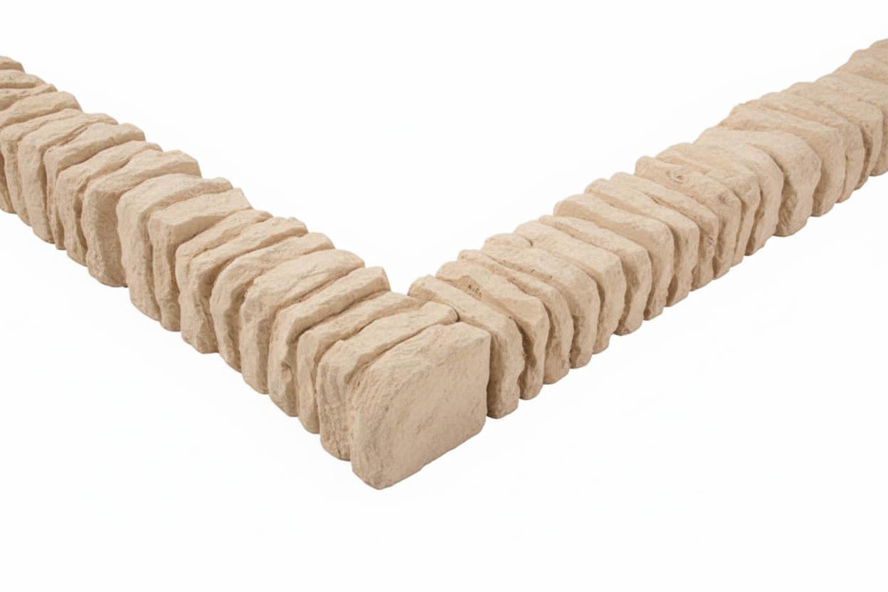 Bordillos de hormigon para jardin imitacion piedra 5 uns / ambar / 16x14x50 cm