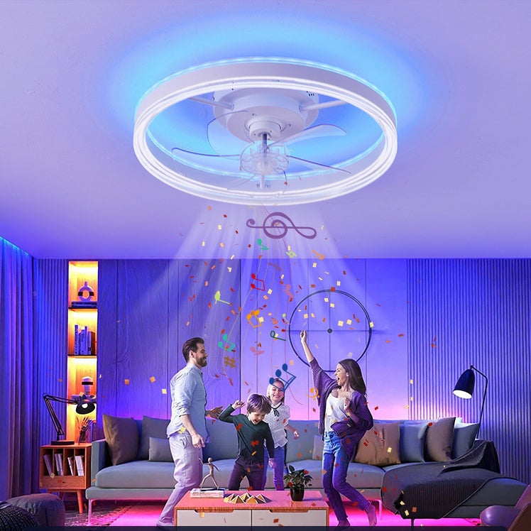 Ventilateurs de plafond avec application de lumières et télécommande, ventilateur de plafond encastré à intensité variable, 6 vitesses de vent, RVB - 6