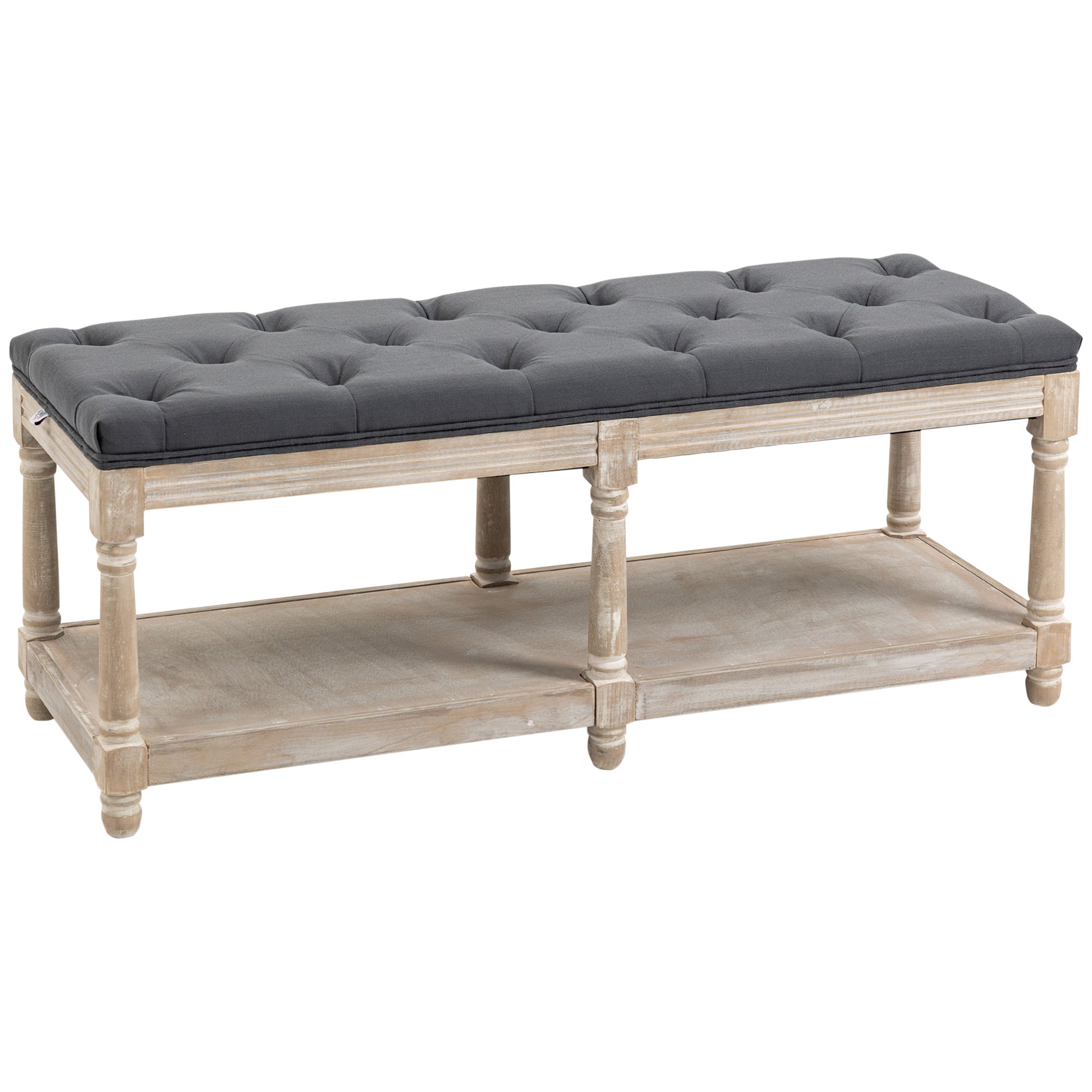 Banc à chaussures 15 compartiments, assise rembourrée, 48×105×30 cm