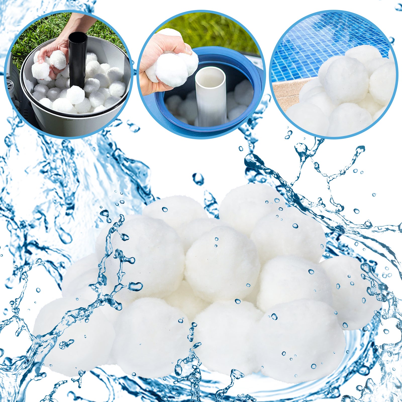 LOMYLM Palline filtranti per impianti di filtraggio a sabbia, 700 g, piscine, pompa filtro, filtro acquario, accessori la pulizia della piscina, ricambio da 25 kg sabbia filtrante (bianco