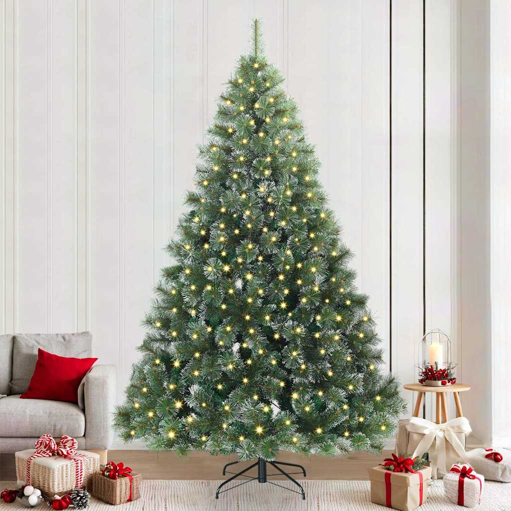Sztuczna choinka z 300 diodami LED Zielony 240 cm PE i PVC