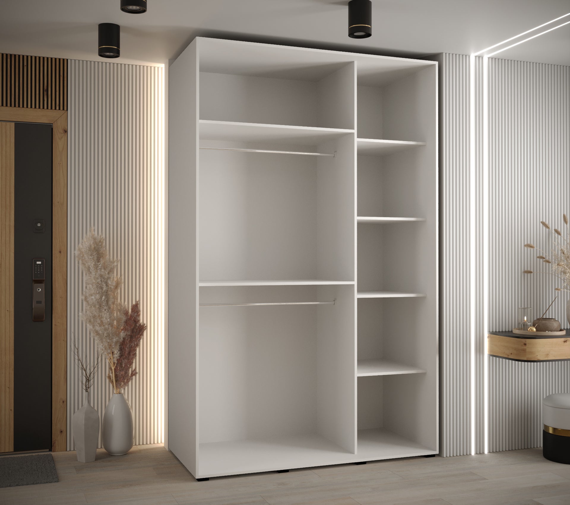 Szafa przesuwna z lustrem wysoka Davos 13 150 x 60 x 235,2 cm biały + czarny + u. srebrny - Abiks Meble - 4