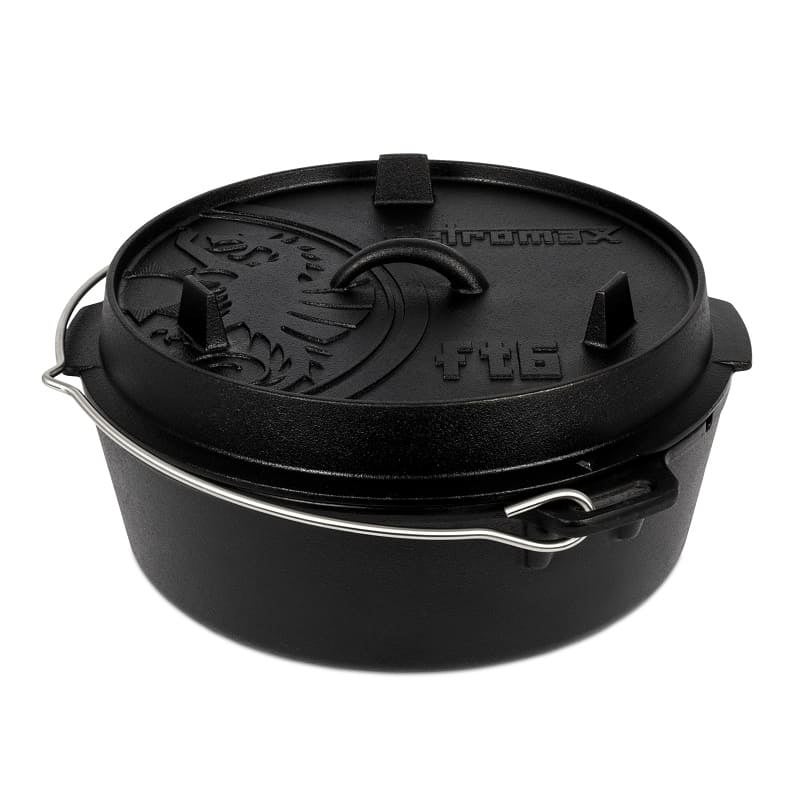 Olla de hierro fundido petromax dutch oven ft6 con una base plana