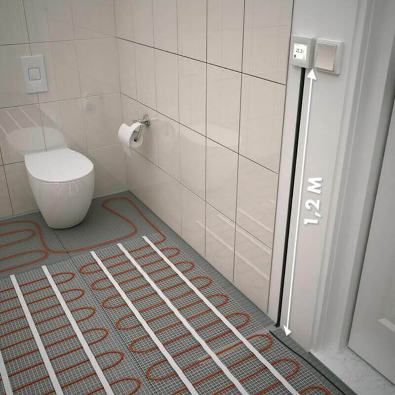 Plancher chauffant électrique sous carrelage - 160 W/m² : 1800 W - 11 m² : longueur: 2200 cm - Largeur: 50 cm - 5