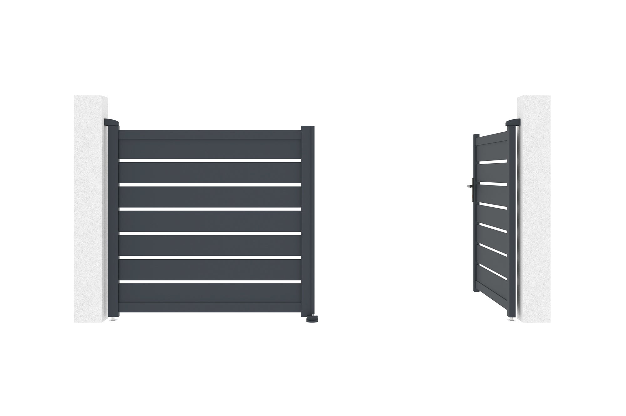 Portail battant 3m VOGEL H.140cm aluminium gris - 11