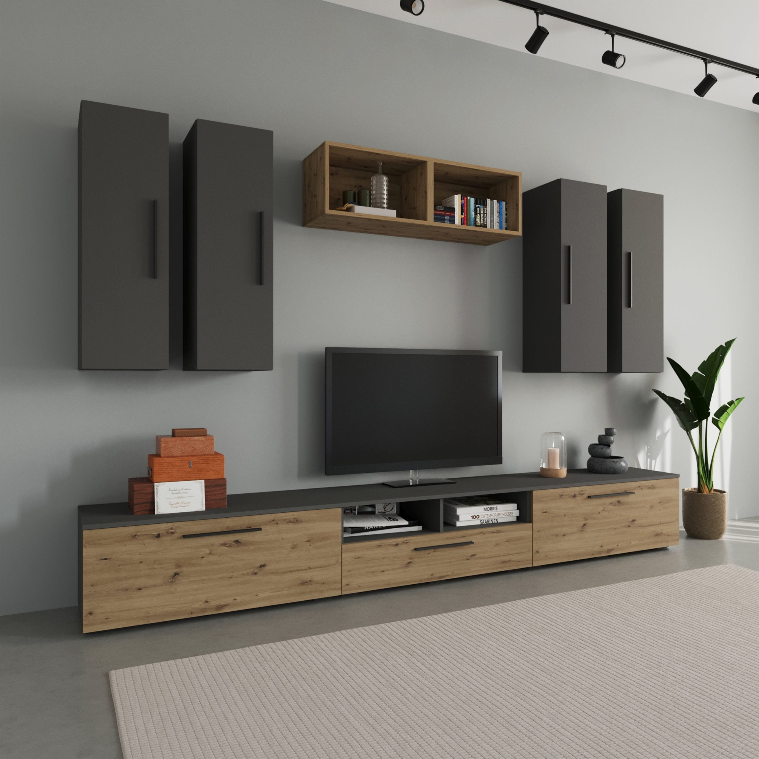 Ensemble salon haaus Kos V 4, 9 pièces, meubles TV, armoires suspendues